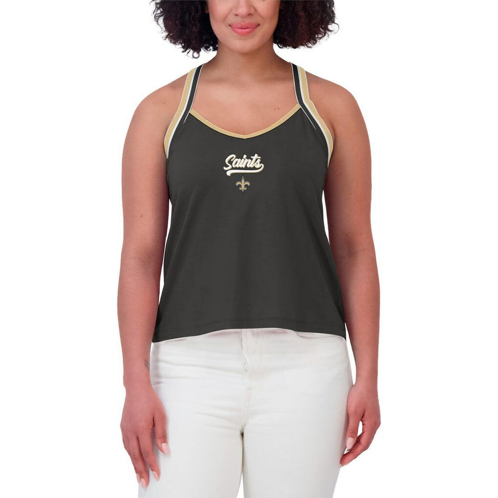New Orleans Saints WEAR by Erin Andrews Women's Cross Strap Tri-Blend Tank Top - Black Tops