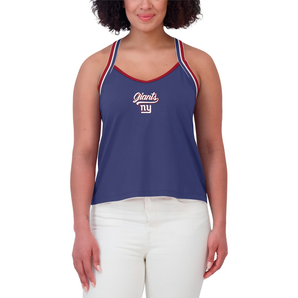 New York Giants WEAR by Erin Andrews Women's Cross Strap Tri-Blend Tank Top - Royal Tops