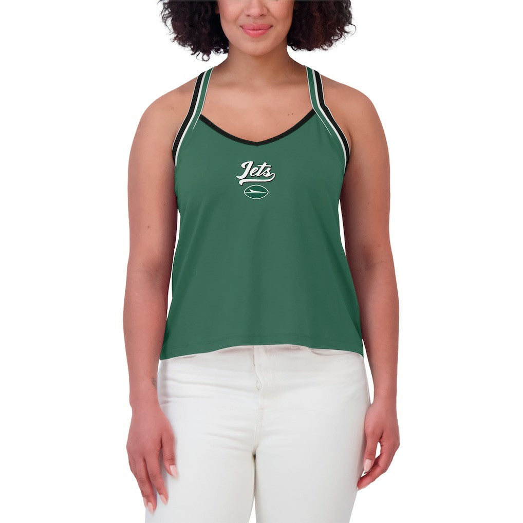 New York Jets WEAR by Erin Andrews Women's Cross Strap Tri-Blend Tank Top - Green Tops
