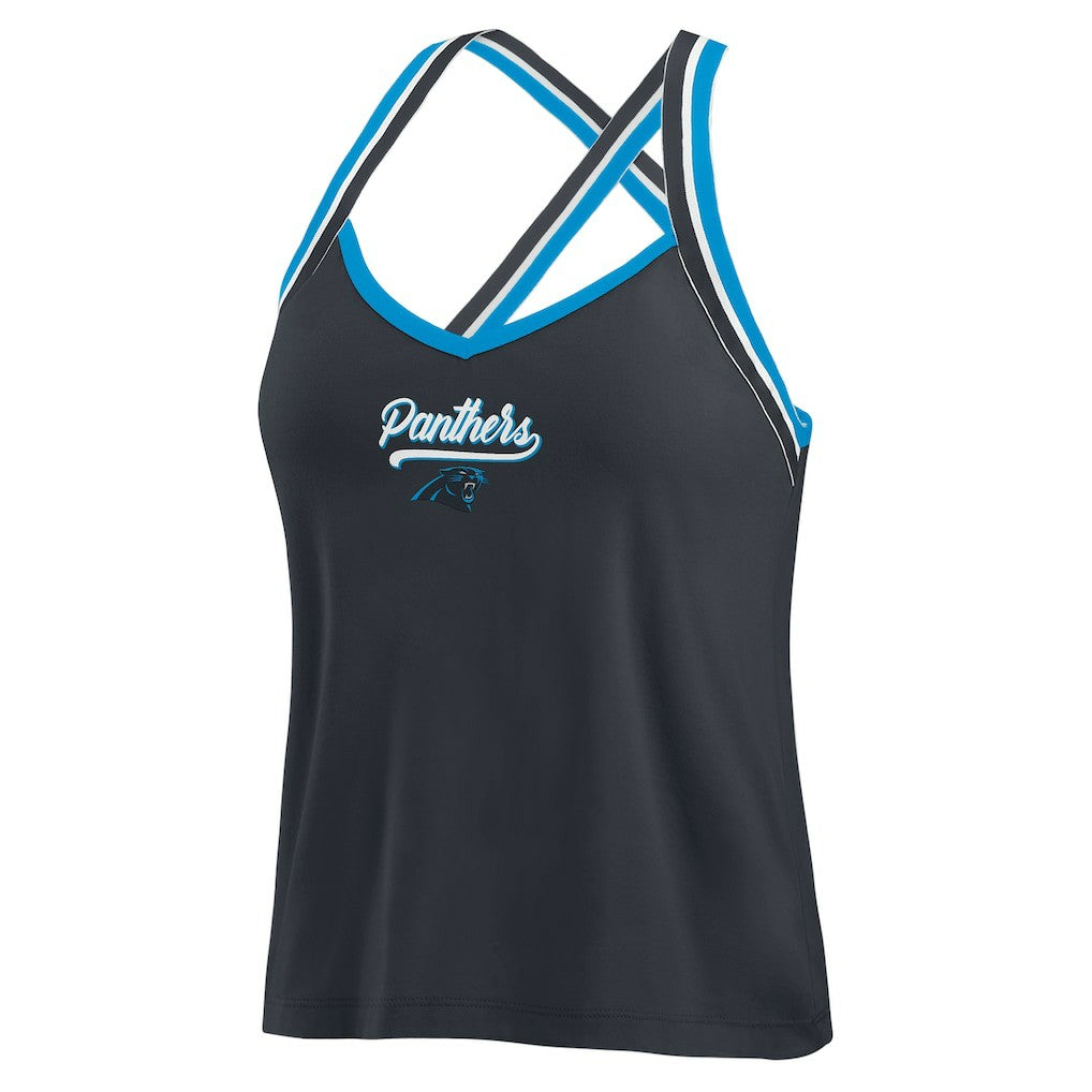 Carolina Panthers WEAR by Erin Andrews Women's Cross Strap Tri-Blend Tank Top - Black Tops
