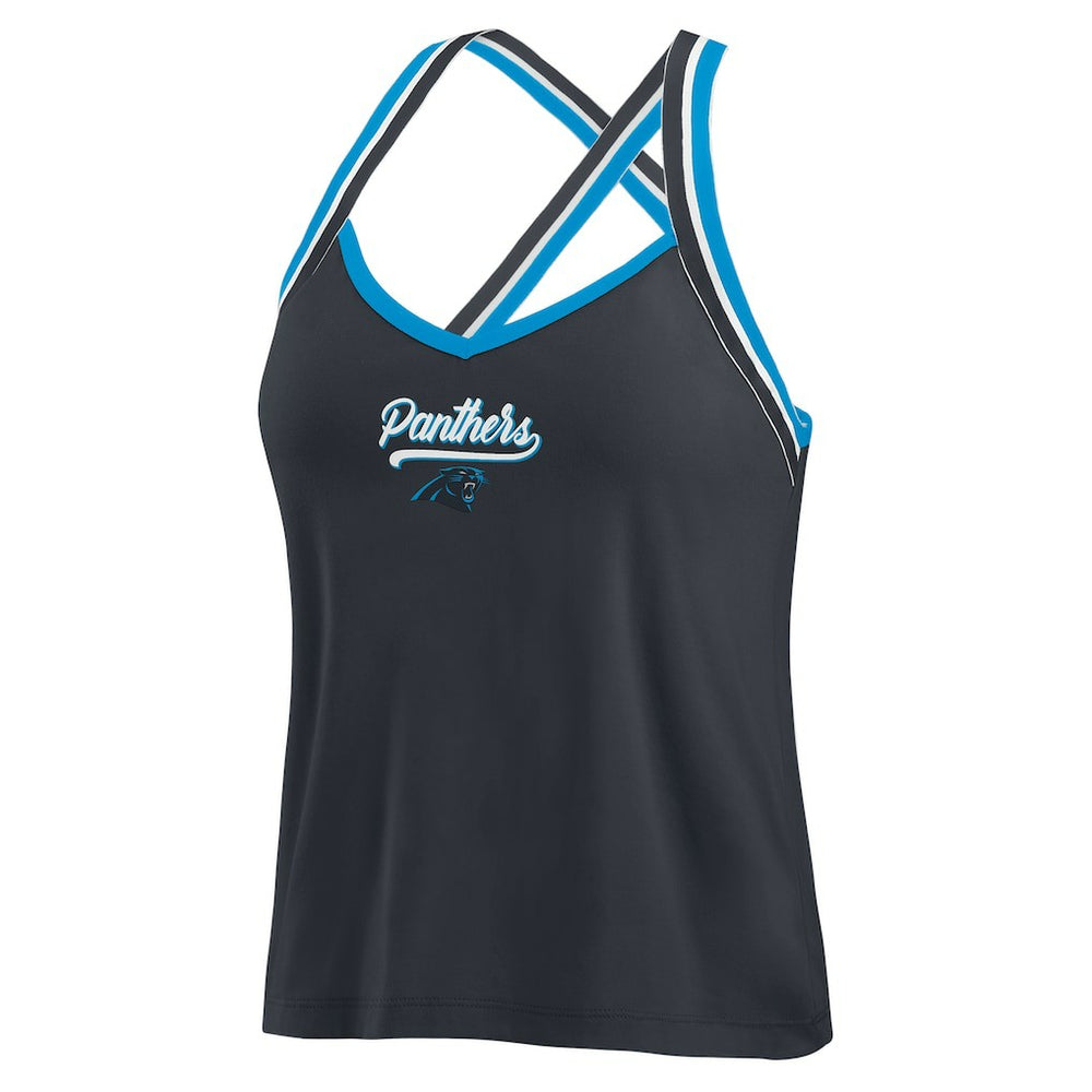 Carolina Panthers WEAR by Erin Andrews Women's Cross Strap Tri-Blend Tank Top - Black Tops