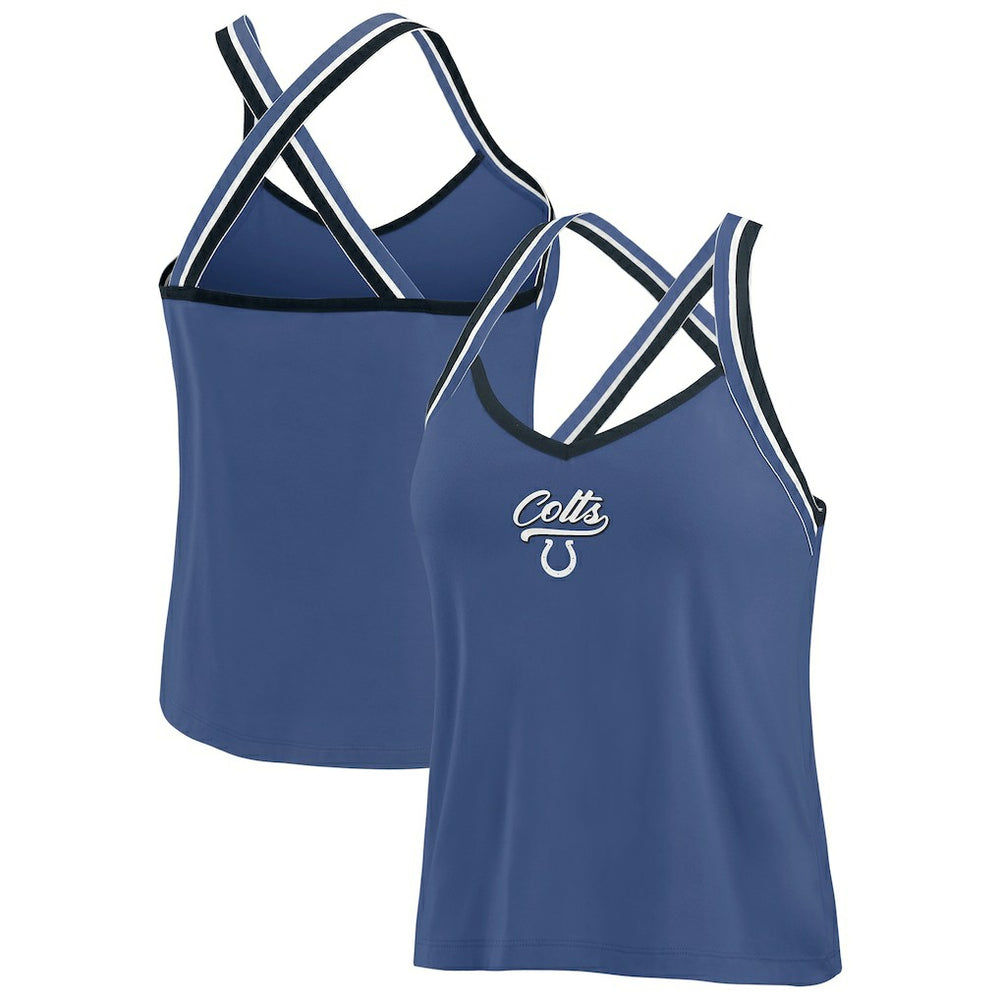 Indianapolis Colts WEAR by Erin Andrews Women's Cross Strap Tri-Blend Tank Top - Royal Tops