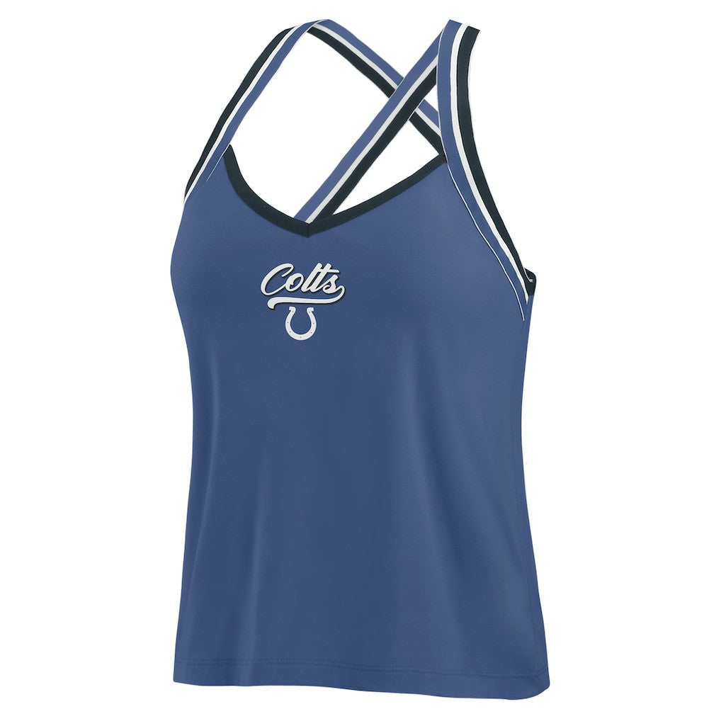 Indianapolis Colts WEAR by Erin Andrews Women's Cross Strap Tri-Blend Tank Top - Royal Tops