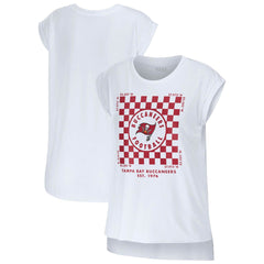 Tampa Bay Buccaneers WEAR by Erin Andrews Women's Checker Muscle Tank Top - White Tops
