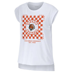 Cincinnati Bengals WEAR by Erin Andrews Women's Checker Muscle Tank Top - White Tops