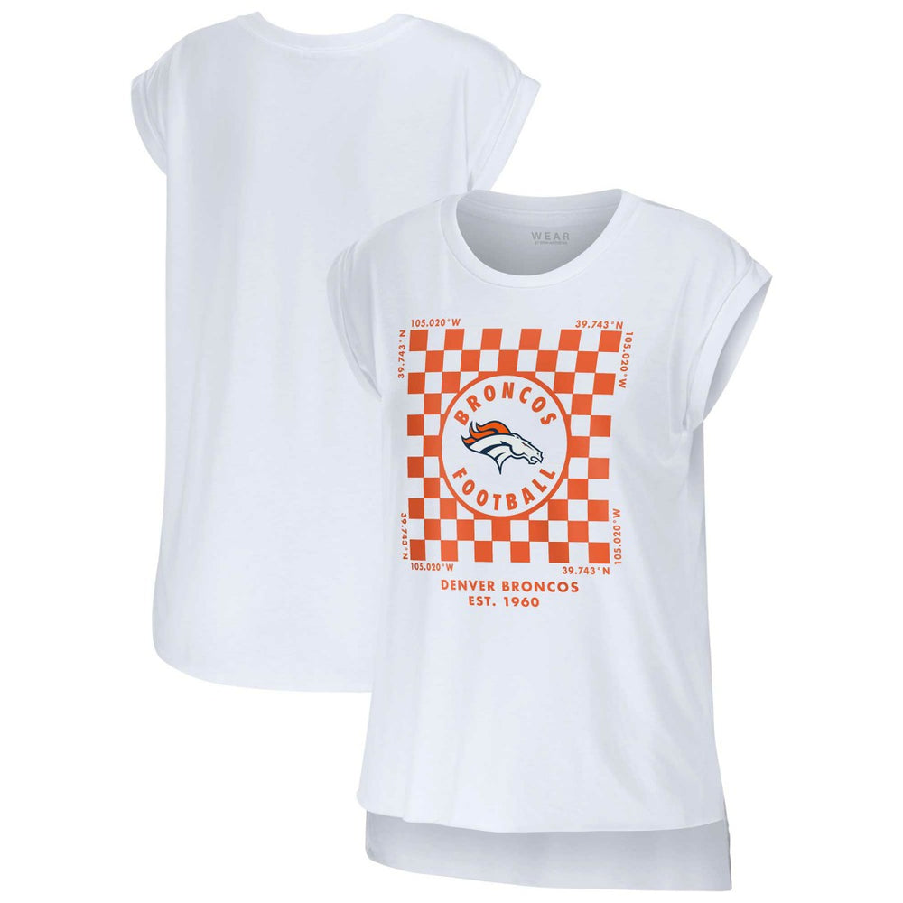 Denver Broncos WEAR by Erin Andrews Women's Checker Muscle Tank Top - White Tops