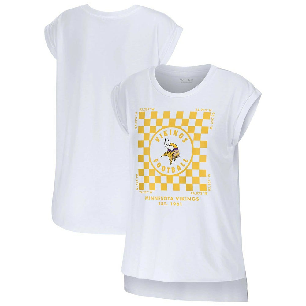Minnesota Vikings WEAR by Erin Andrews Women's Checker Muscle Tank Top - White Tops