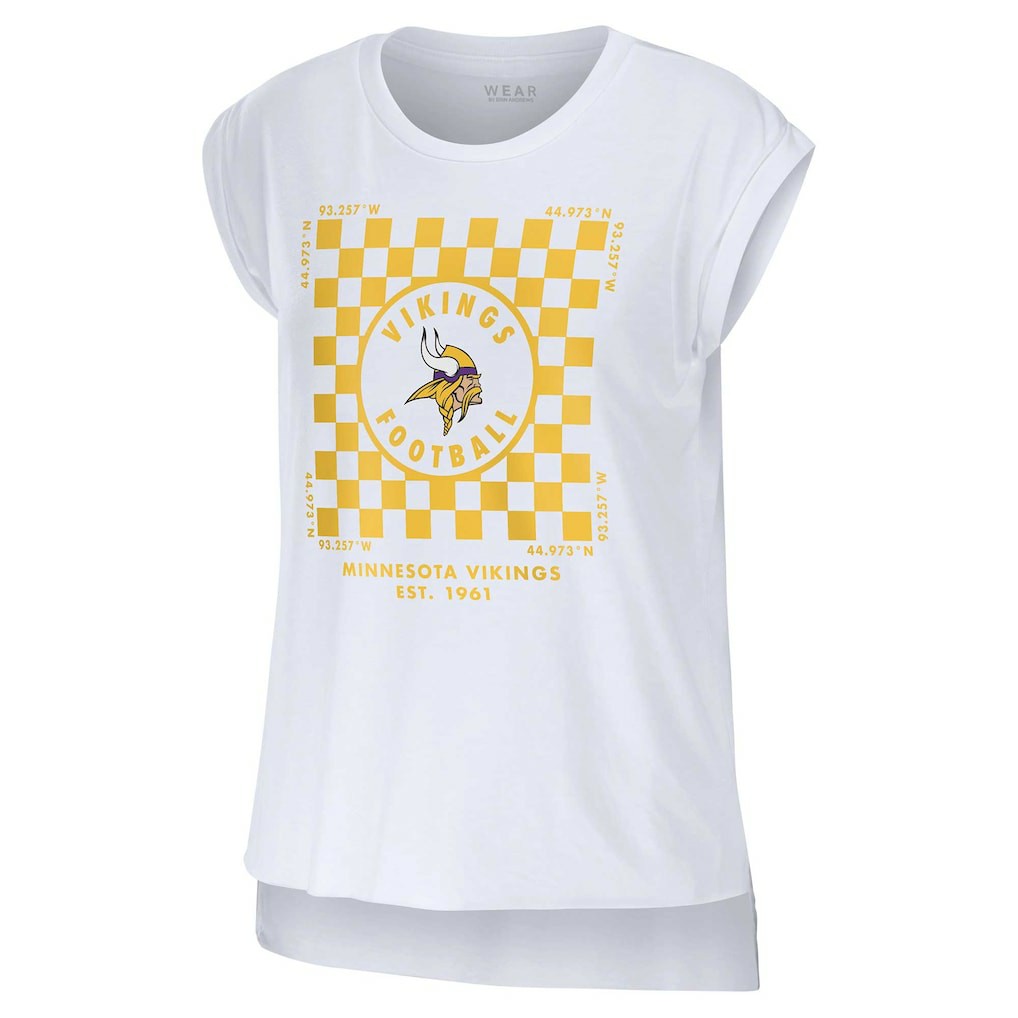 Minnesota Vikings WEAR by Erin Andrews Women's Checker Muscle Tank Top - White Tops