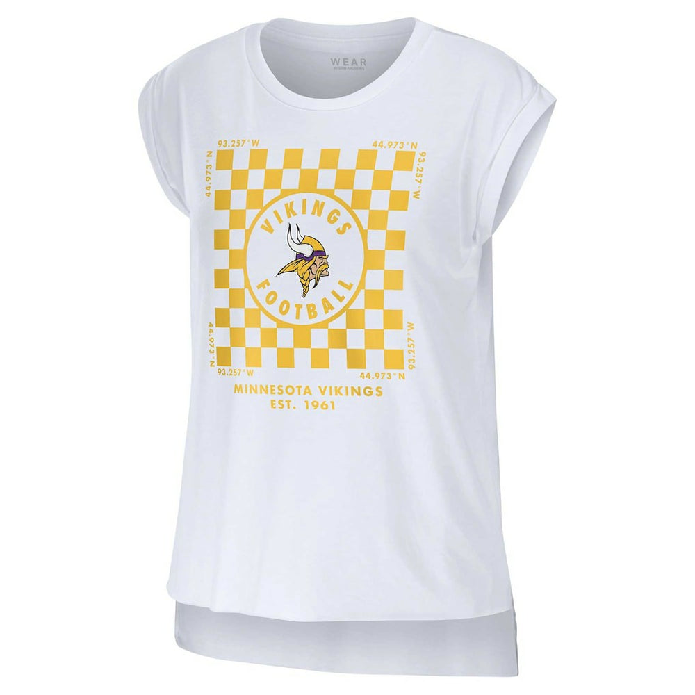 Minnesota Vikings WEAR by Erin Andrews Women's Checker Muscle Tank Top - White Tops