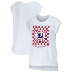 New York Giants WEAR by Erin Andrews Women's Checker Muscle Tank Top - White Tops