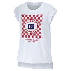 New York Giants WEAR by Erin Andrews Women's Checker Muscle Tank Top - White Tops