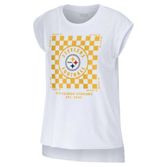 Pittsburgh Steelers WEAR by Erin Andrews Women's Checker Muscle Tank Top - White Tops