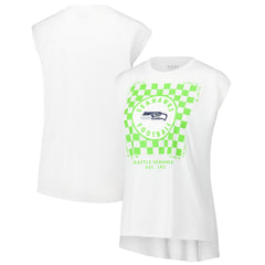 Seattle Seahawks WEAR by Erin Andrews Women's Checker Muscle Tank Top - White Tops