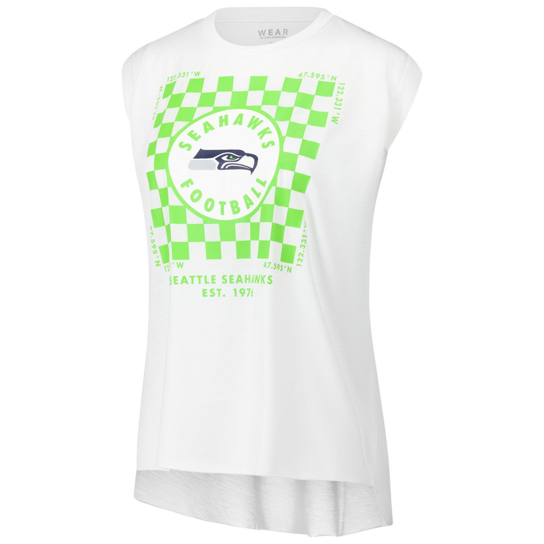 Seattle Seahawks WEAR by Erin Andrews Women's Checker Muscle Tank Top - White Tops
