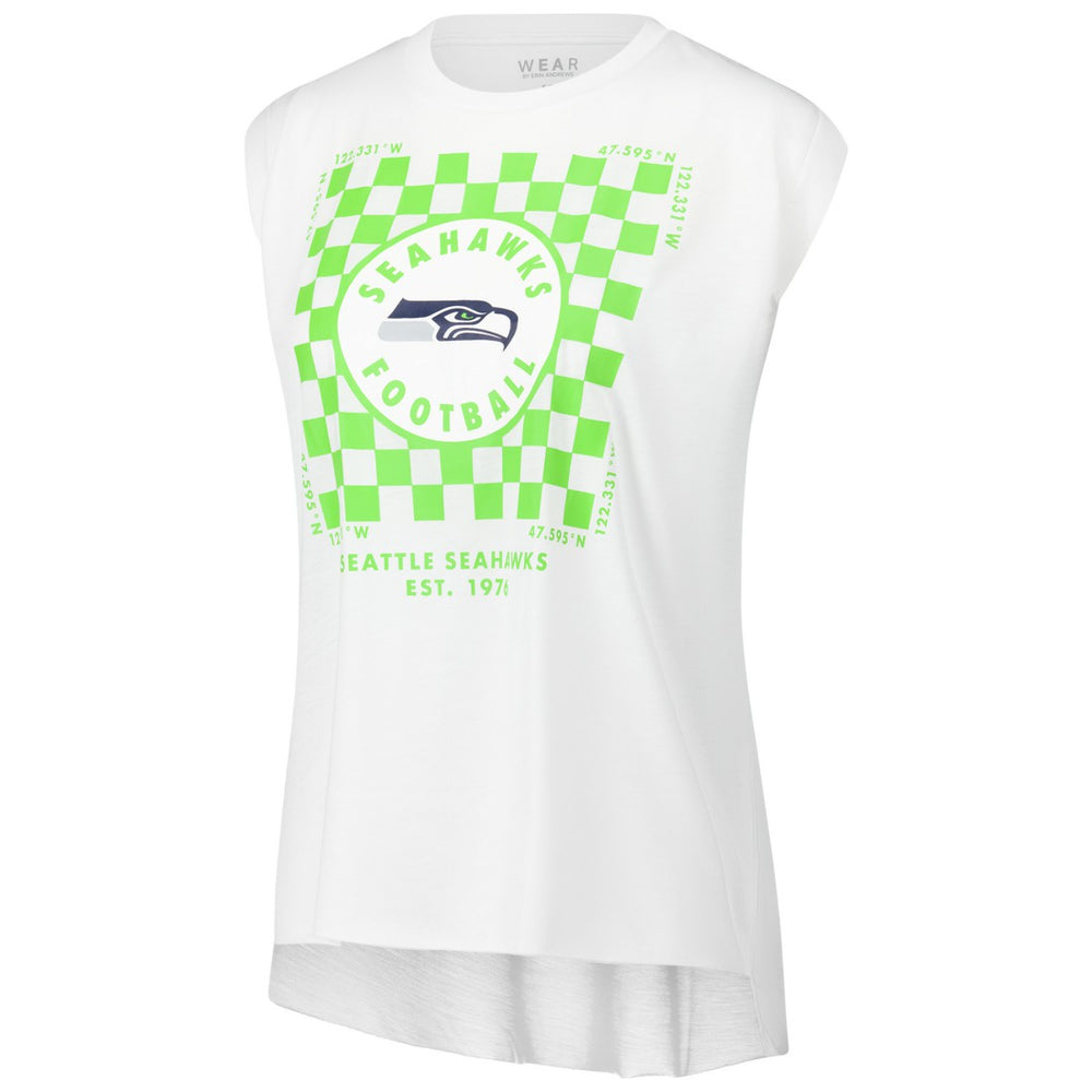 Seattle Seahawks WEAR by Erin Andrews Women's Checker Muscle Tank Top - White Tops