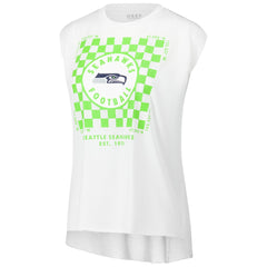 Seattle Seahawks WEAR by Erin Andrews Women's Checker Muscle Tank Top - White Tops