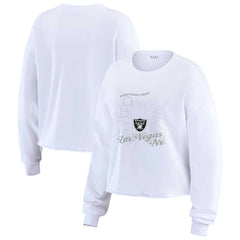 Las Vegas Raiders WEAR by Erin Andrews Women's Postcard Cropped Long Sleeve Top - White Tops
