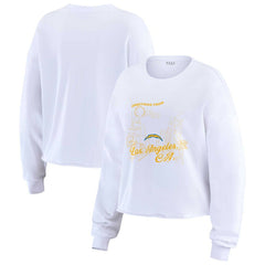 Los Angeles Chargers WEAR by Erin Andrews Women's Postcard Cropped Long Sleeve Top - White Tops
