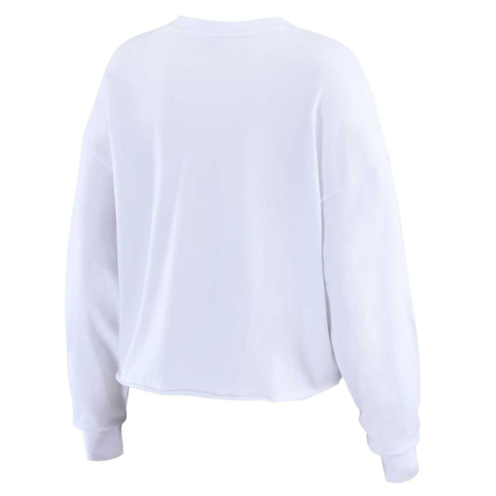 Cleveland Browns WEAR by Erin Andrews Women's Postcard Cropped Long Sleeve Top - White Tops
