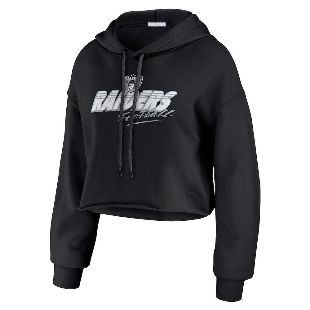 Las Vegas Raiders WEAR by Erin Andrews Women's Prime Cropped Pullover Hoodie - Black Hoodies