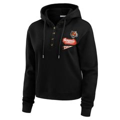 Cincinnati Bengals WEAR by Erin Andrews Women's Waffle-Knit Pullover Hoodie - Black Hoodies