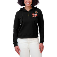 Cincinnati Bengals WEAR by Erin Andrews Women's Waffle-Knit Pullover Hoodie - Black Hoodies