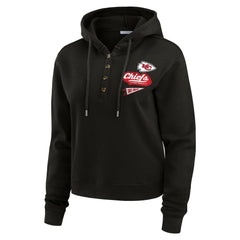 Kansas City Chiefs WEAR by Erin Andrews Women's Waffle-Knit Pullover Hoodie - Black Hoodies
