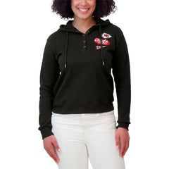 Kansas City Chiefs WEAR by Erin Andrews Women's Waffle-Knit Pullover Hoodie - Black Hoodies