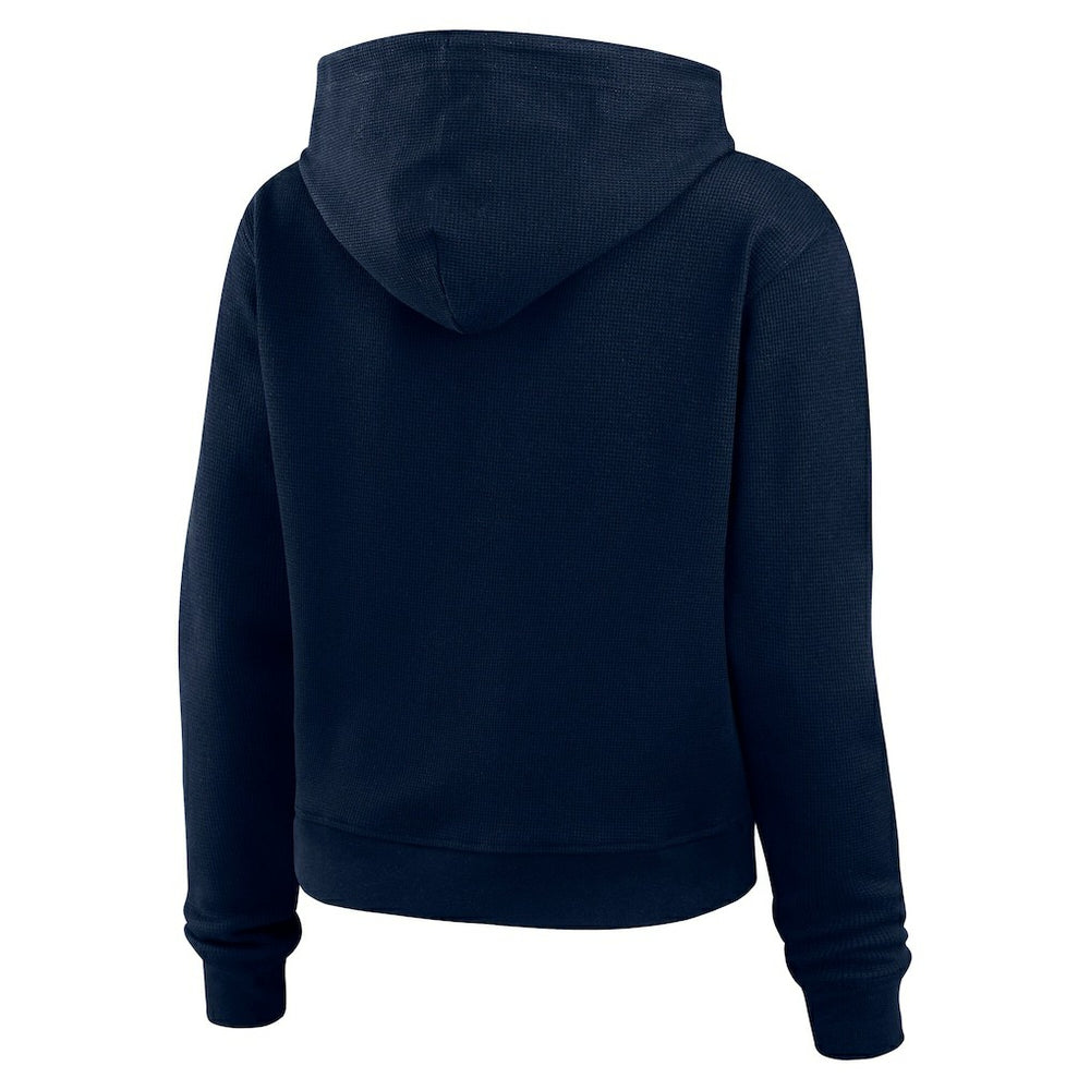 Denver Broncos WEAR by Erin Andrews Women's Waffle-Knit Pullover Hoodie - Navy Hoodies