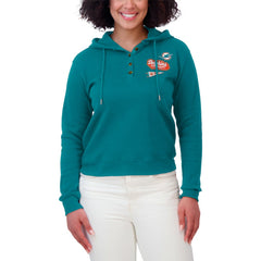 Miami Dolphins WEAR by Erin Andrews Women's Waffle-Knit Pullover Hoodie - Aqua Hoodies