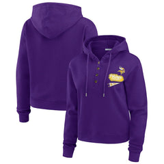 Minnesota Vikings WEAR by Erin Andrews Women's Waffle-Knit Pullover Hoodie - Purple Hoodies