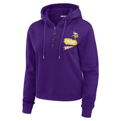 Minnesota Vikings WEAR by Erin Andrews Women's Waffle-Knit Pullover Hoodie - Purple Hoodies