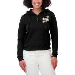 New Orleans Saints WEAR by Erin Andrews Women's Waffle-Knit Pullover Hoodie - Black Hoodies