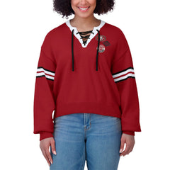 San Francisco 49ers WEAR by Erin Andrews Women's Lace-Up Sweater - Scarlet