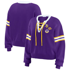 Minnesota Vikings WEAR by Erin Andrews Women's Lace-Up Sweater - Purple
