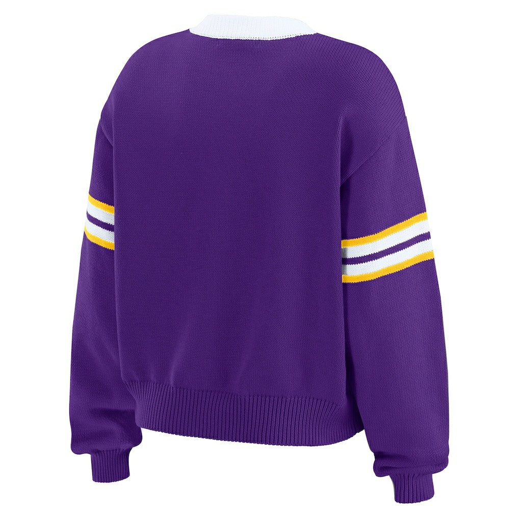 Minnesota Vikings WEAR by Erin Andrews Women's Lace-Up Sweater - Purple