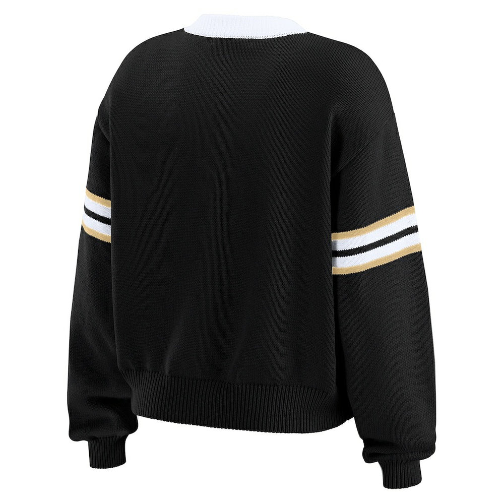 New Orleans Saints WEAR by Erin Andrews Women's Lace-Up Sweater - Black