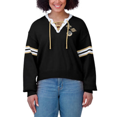 New Orleans Saints WEAR by Erin Andrews Women's Lace-Up Sweater - Black