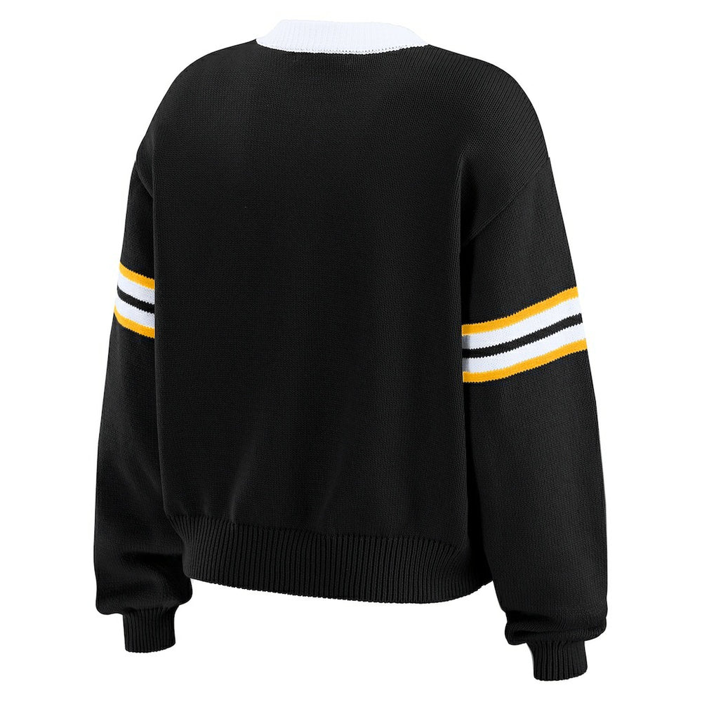 Pittsburgh Steelers WEAR by Erin Andrews Women's Lace-Up Sweater - Black