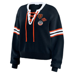 Chicago Bears WEAR by Erin Andrews Women's Lace-Up Sweater - Navy