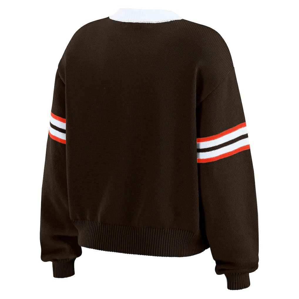 Cleveland Browns WEAR by Erin Andrews Women's Lace-Up Sweater - Brown