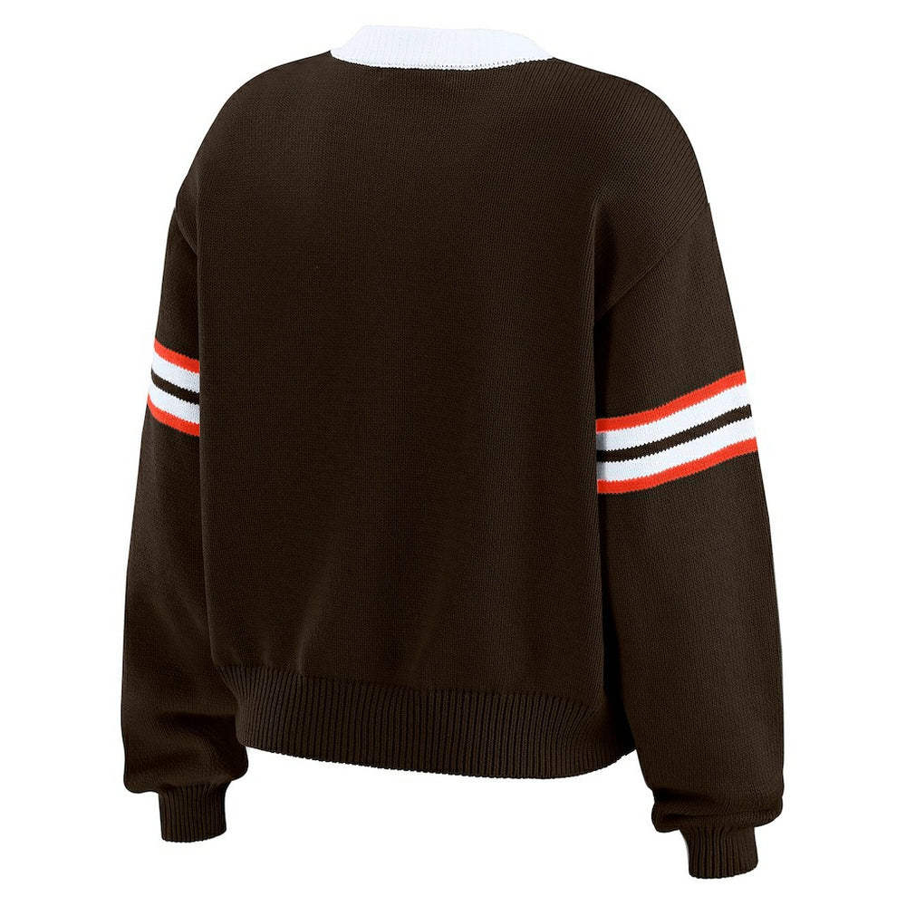 Cleveland Browns WEAR by Erin Andrews Women's Lace-Up Sweater - Brown