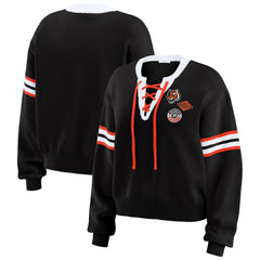 Cincinnati Bengals WEAR by Erin Andrews Women's Lace-Up Sweater - Black