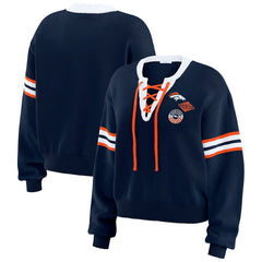 Denver Broncos WEAR by Erin Andrews Women's Lace-Up Sweater - Navy