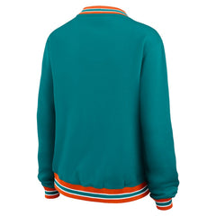 Miami Dolphins WEAR by Erin Andrews Women's Oversized Long Sleeve V-Neck Sweatshirt - Aqua Sweatshirts