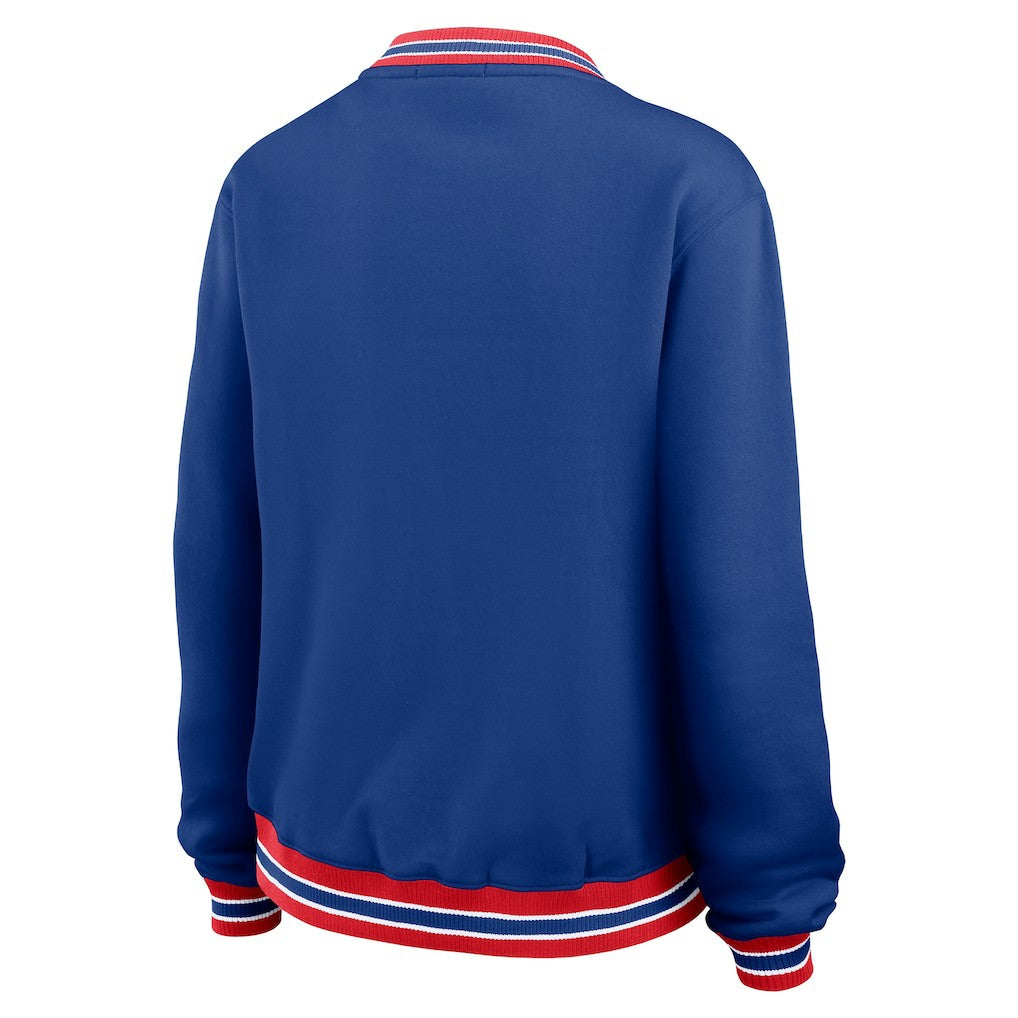 New England Patriots WEAR by Erin Andrews Women's Oversized Long Sleeve V-Neck Sweatshirt - Navy Sweatshirts