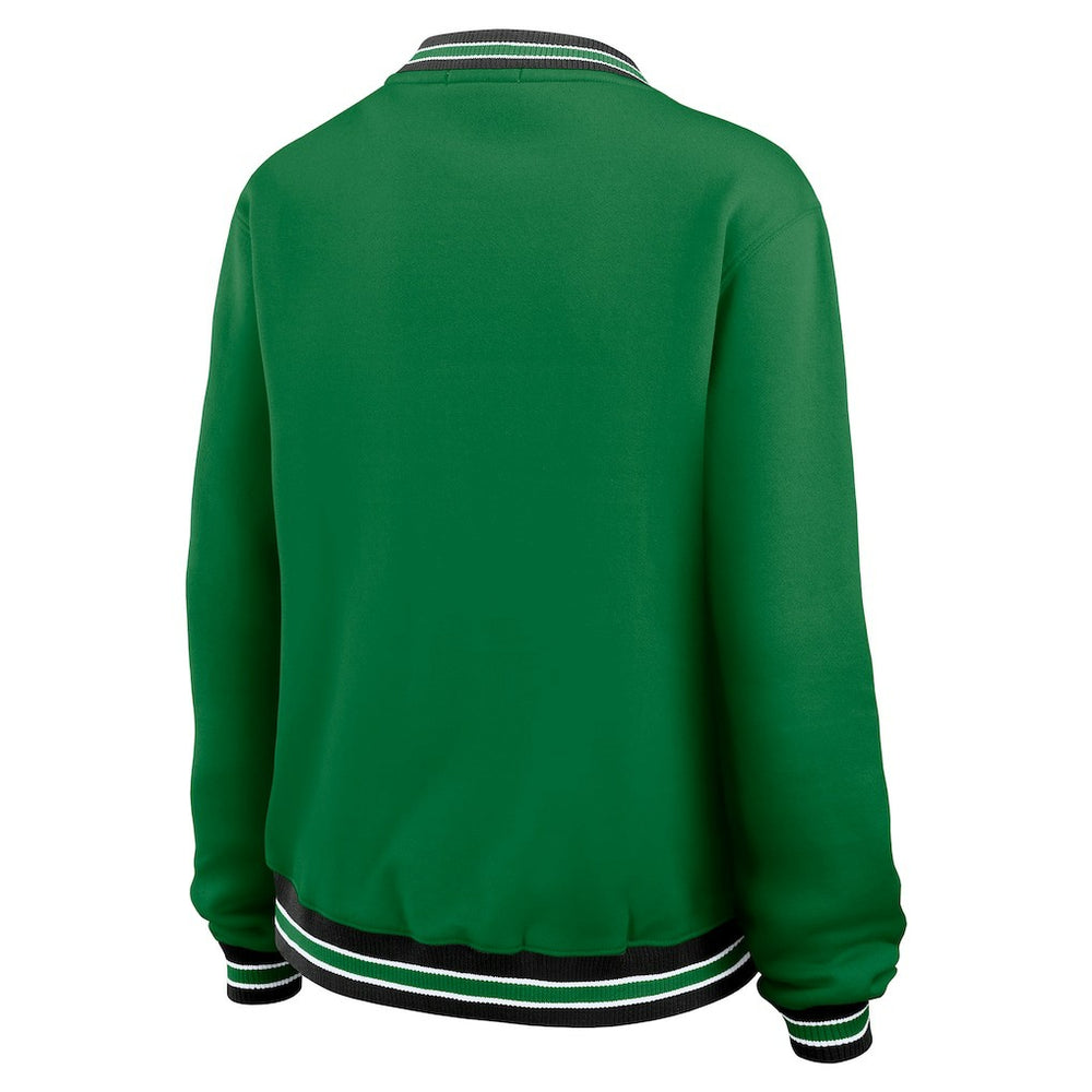 New York Jets WEAR by Erin Andrews Women's Oversized Long Sleeve V-Neck Sweatshirt - Green Sweatshirts
