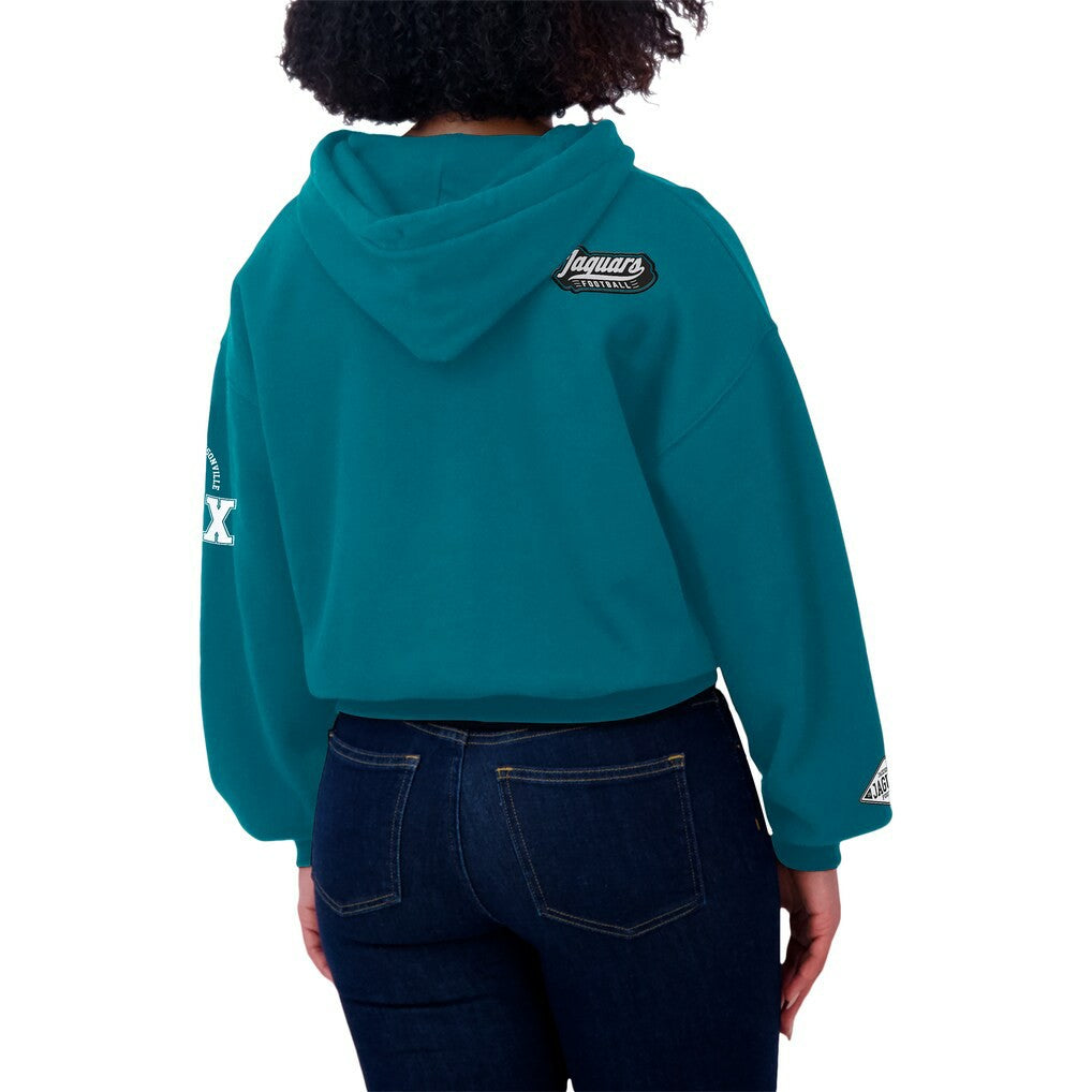 Jacksonville Jaguars WEAR by Erin Andrews Women's Patch Quarter-Zip Pullover Hoodie - Teal Hoodies