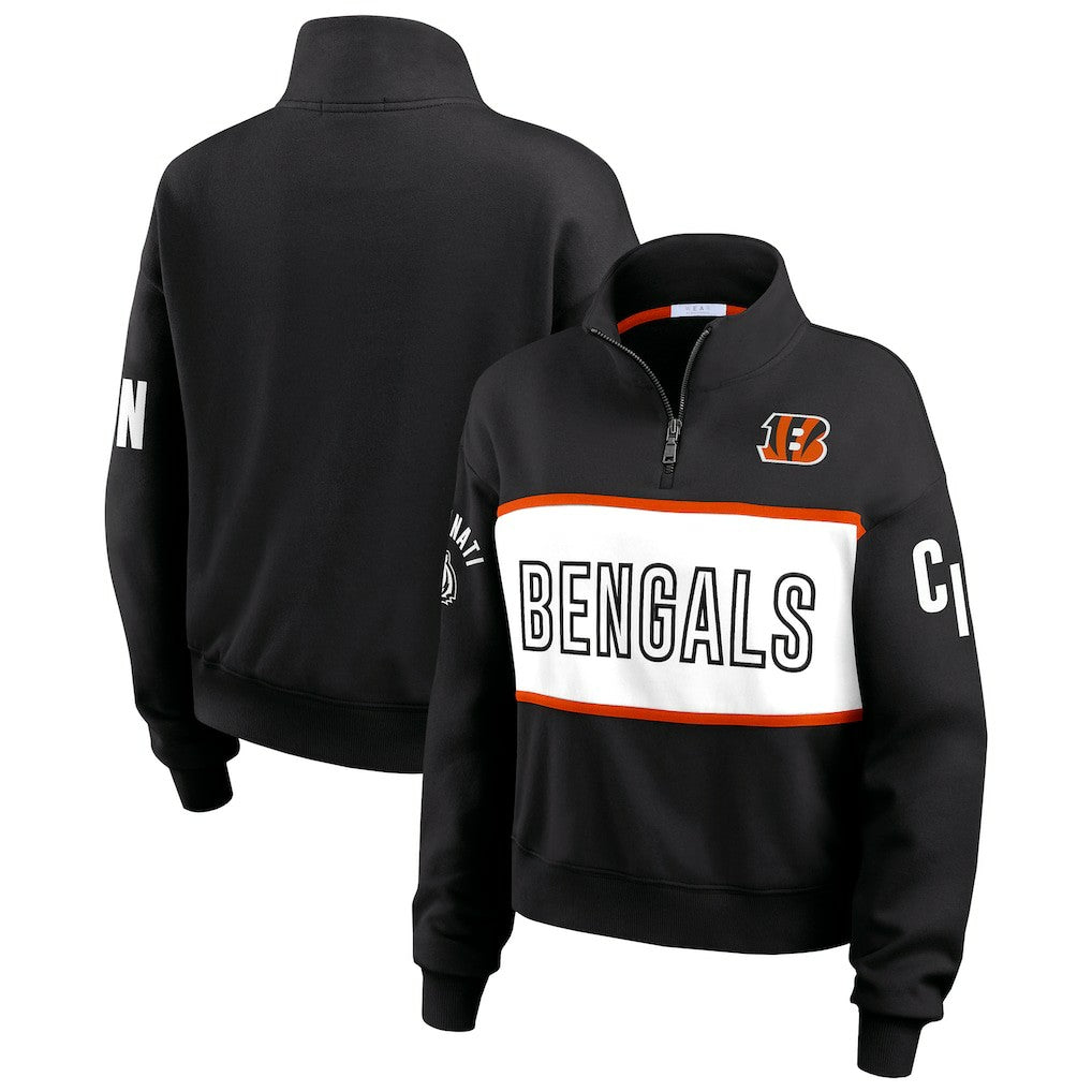 Cincinnati Bengals WEAR by Erin Andrews Women's Quarter-Zip Jacket - Black Jackets