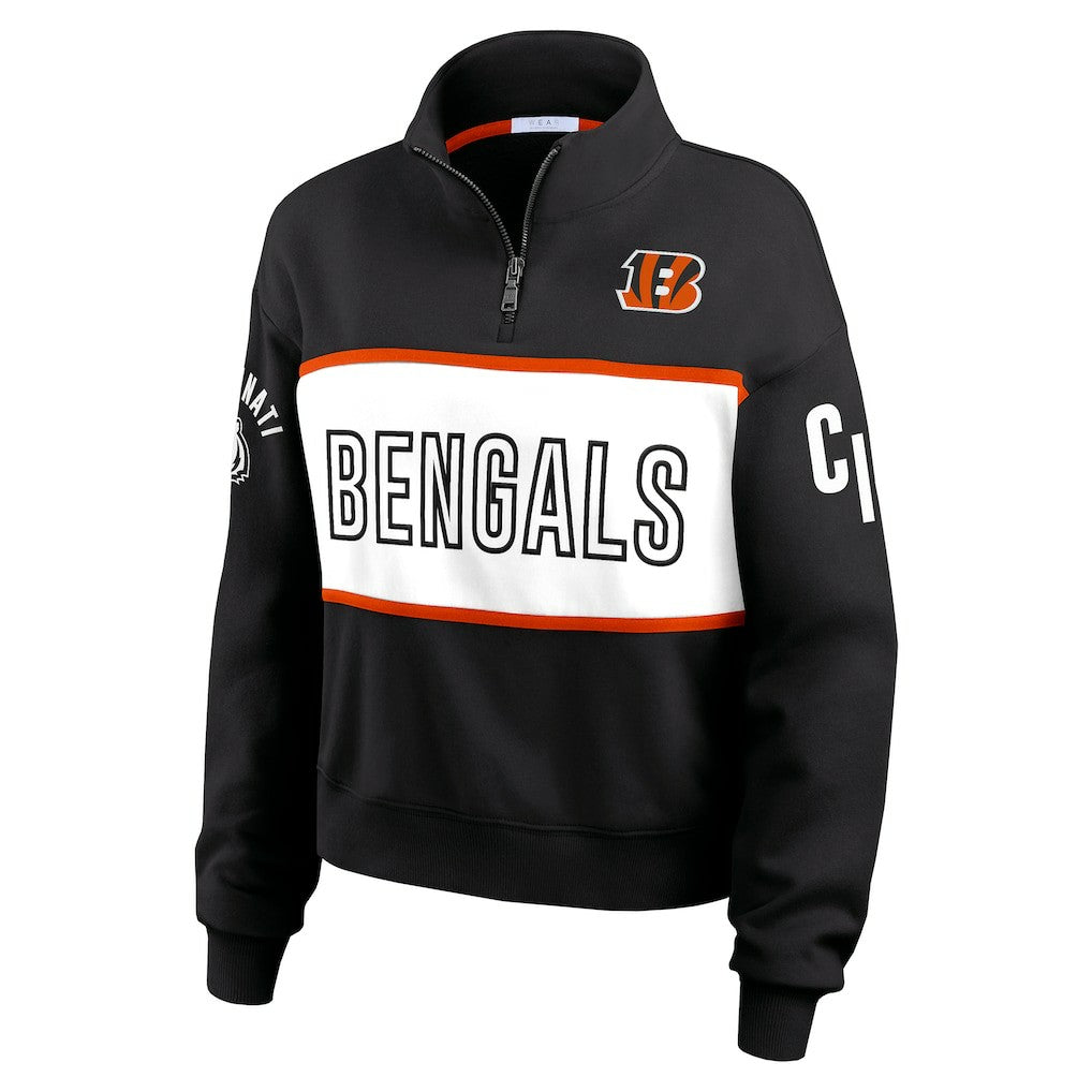 Cincinnati Bengals WEAR by Erin Andrews Women's Quarter-Zip Jacket - Black Jackets